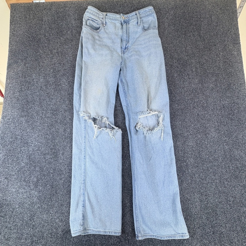 VTG Hollister Dad Jeans Womens 7R 27x29 Blue Distressed Ultra High Rise Straight